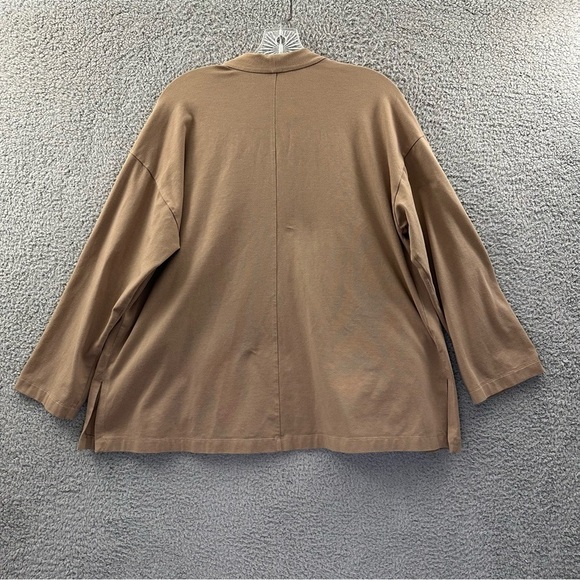 Eileen Fisher Organic Cotton Long Sleeve Cardigan Tan Pockets Women's Small - Picture 3 of 9
